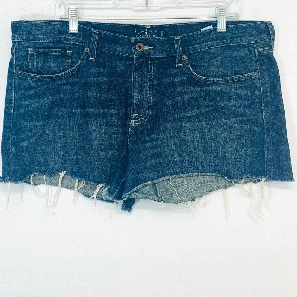 Lucky Brand Denim Shorts Woman 14/32 Cut Off Pockets 100% Cotton Mid Rise